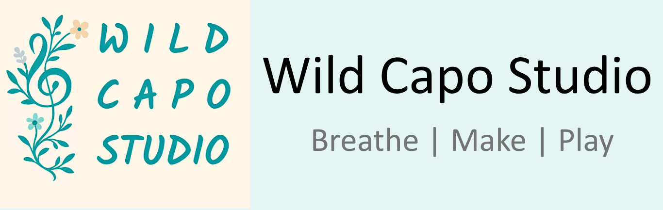 Wild Capo Studio logo featuring a vine-style treble clef and tagline: Breathe | Make | Play.