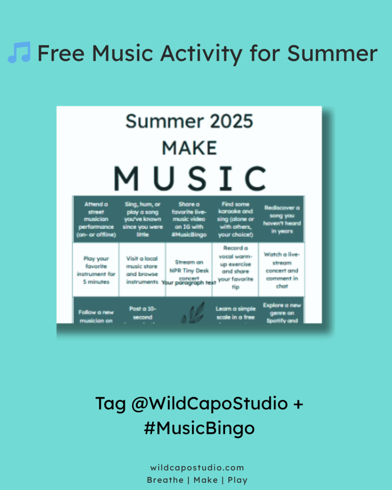 Summer Music Bingo: Free Printable for Musical Play